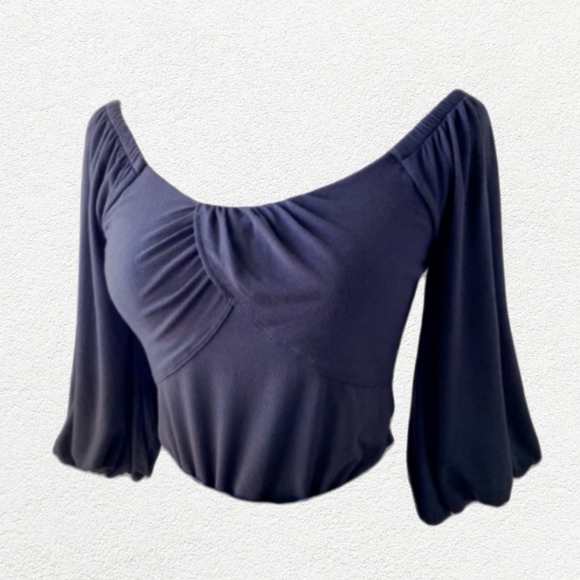 Free People Tops - FREE PEOPLE Balloon Puffy 3/4 Sleeve Off the Shoulder Top Black